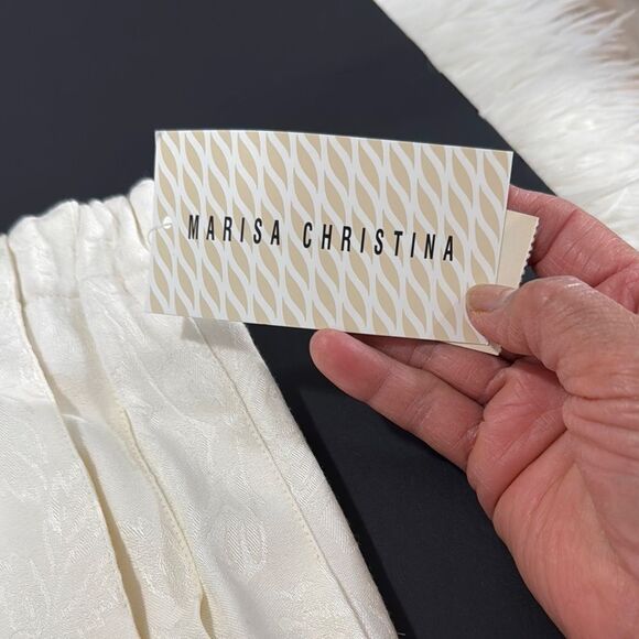 Marisa Christina Elegant Vintage Cream Pleated Skirt Size L  Petite NWT - Picture 10 of 12